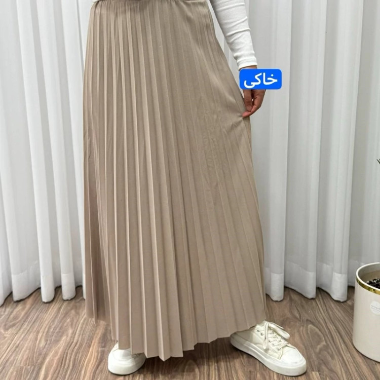 دامن زنانه ماکسی پلیسه کرپ کمر کش
