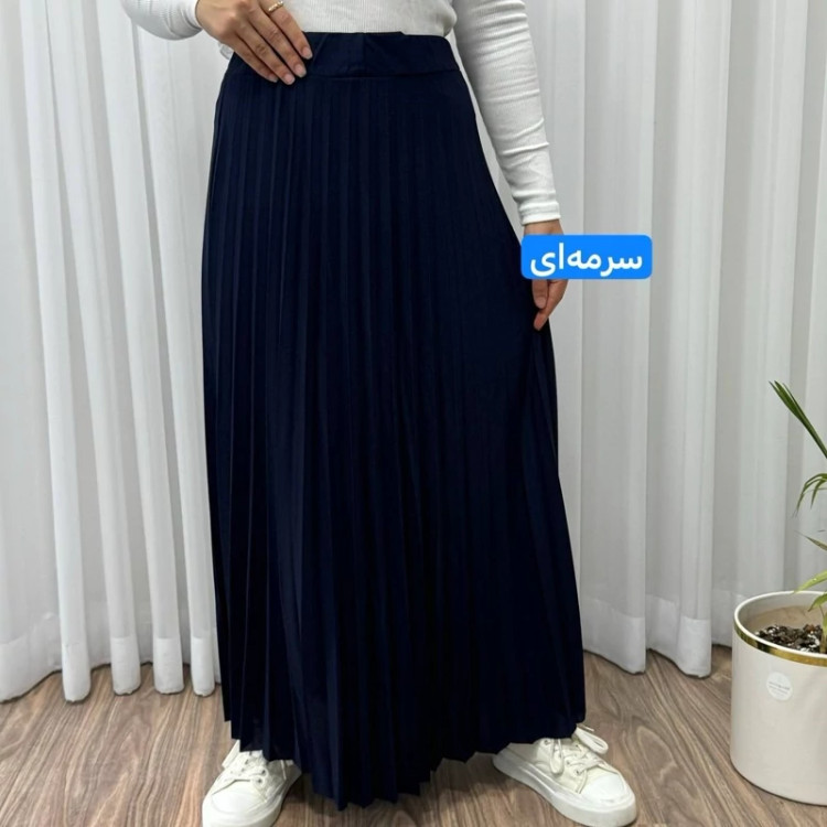 دامن زنانه ماکسی پلیسه کرپ کمر کش