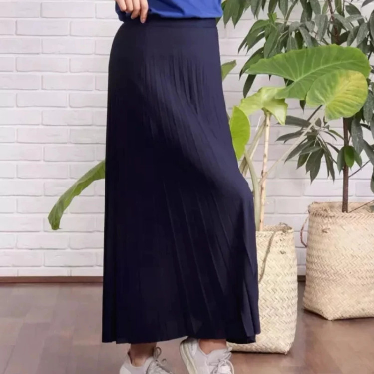 دامن زنانه ماکسی پلیسه کرپ کمر کش