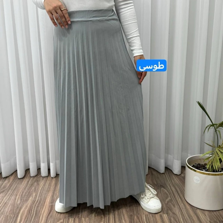 دامن زنانه ماکسی پلیسه کرپ کمر کش