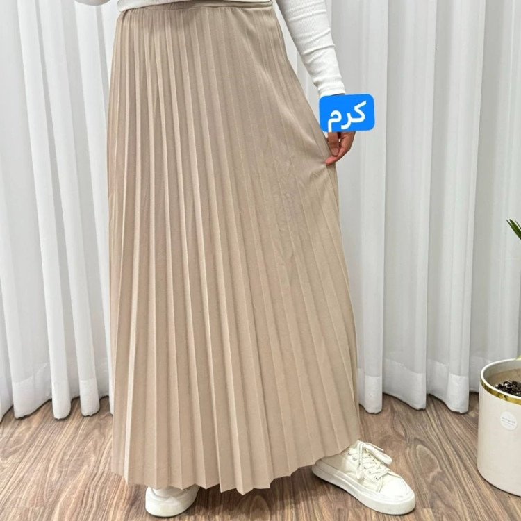 دامن زنانه ماکسی پلیسه کرپ کمر کش