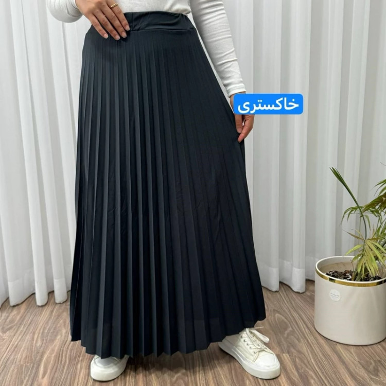 دامن زنانه ماکسی پلیسه کرپ کمر کش