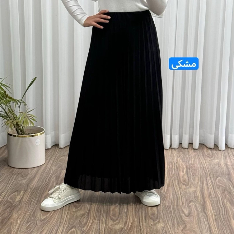 دامن زنانه ماکسی پلیسه کرپ کمر کش