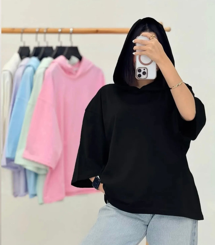 تیشرت باکسی کلاهدار