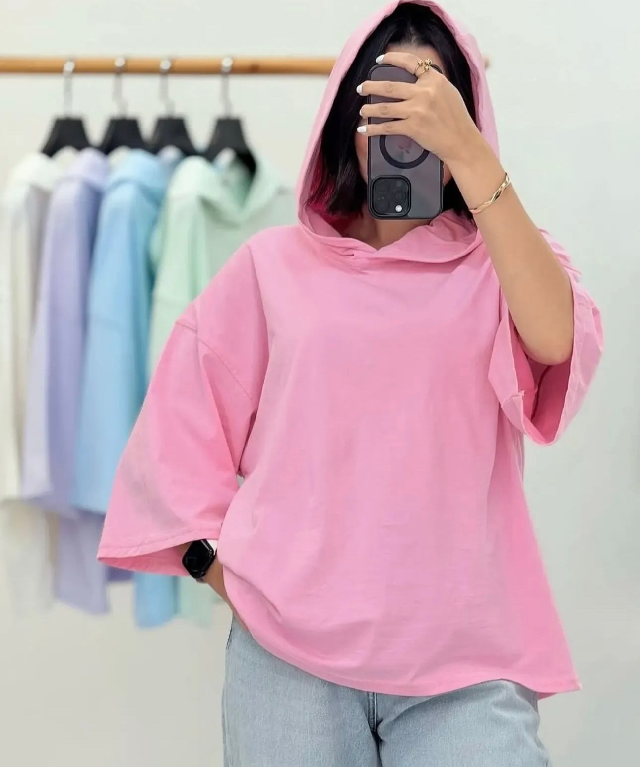 تیشرت باکسی کلاهدار