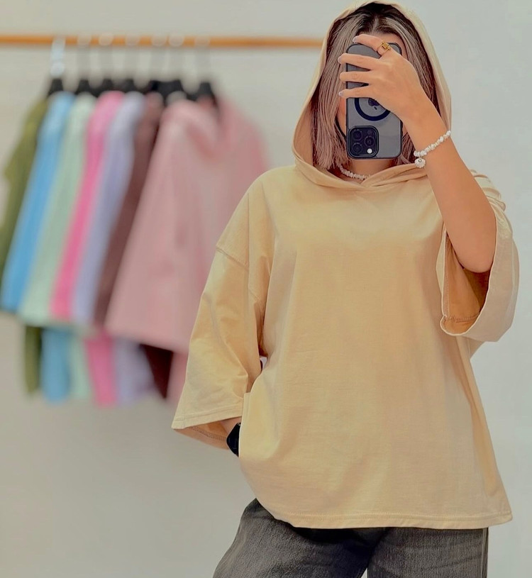 تیشرت باکسی کلاهدار