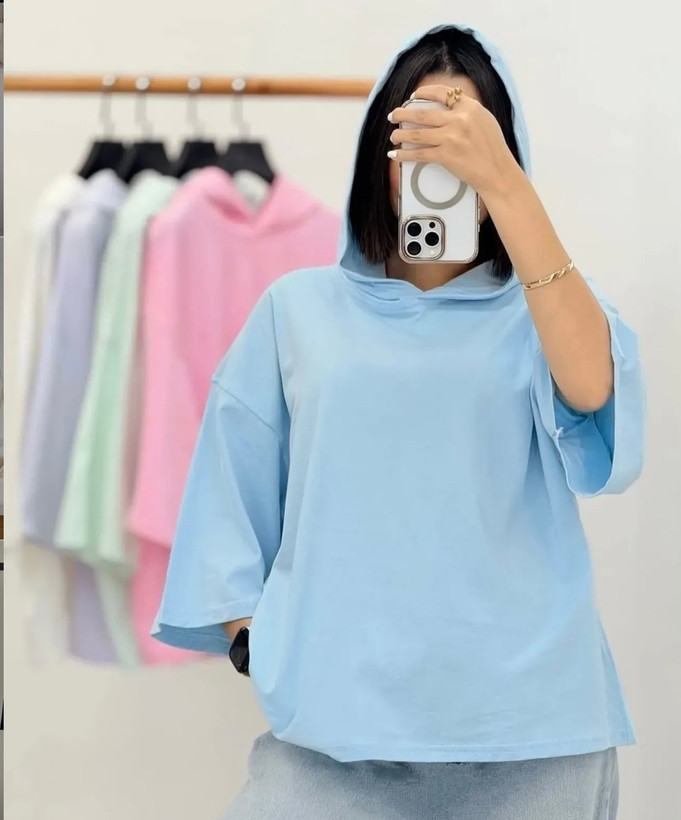 تیشرت باکسی کلاهدار