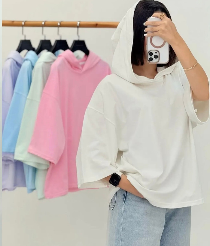 تیشرت باکسی کلاهدار