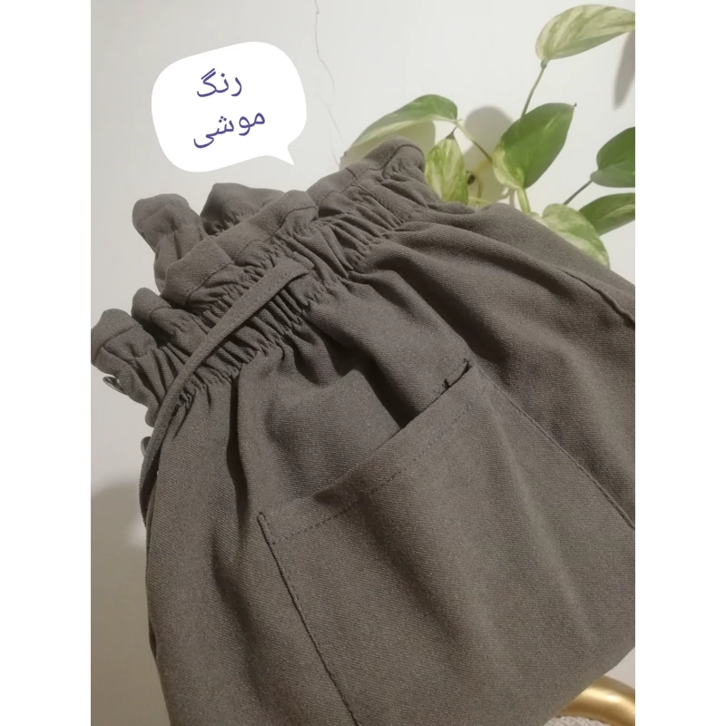 شلوار مام فیت کمر هویجی کتان کشی