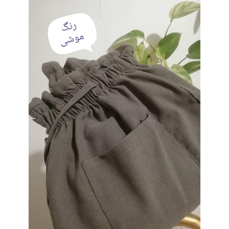 شلوار مام فیت کمر هویجی کتان کشی